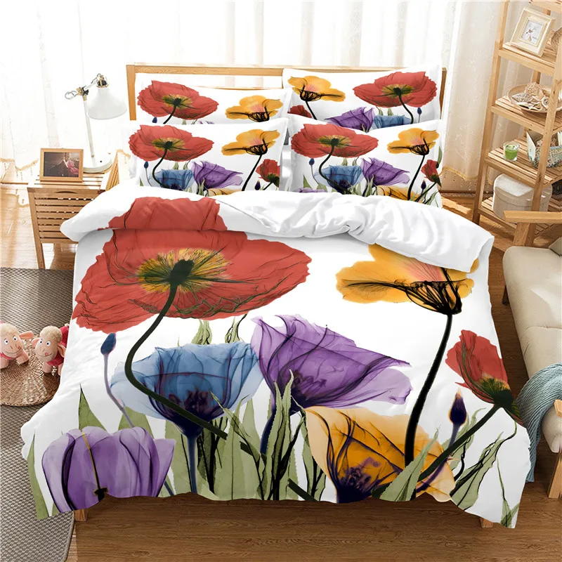Juego de cama de flores, funda - Linen Duvet Cover reseña y precio