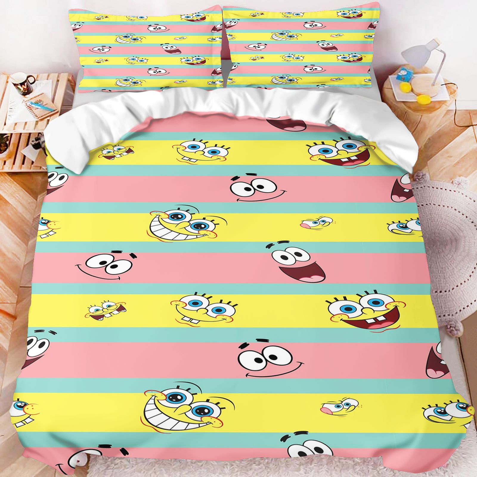 Juego de cama de Bob Esponja c - Linen Duvet Cover reseña y precio